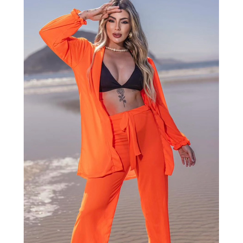 Saída de praia conjunto Bahamas. Calça e camisão no tecido de forrinho, tamanho único. Conjunto verão 2026 Moda Feminina | Shopee Brasil