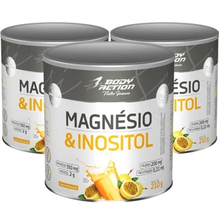 Kit 3x Magnésio e Inositol Taurina Melatonina 210g Bodyaction