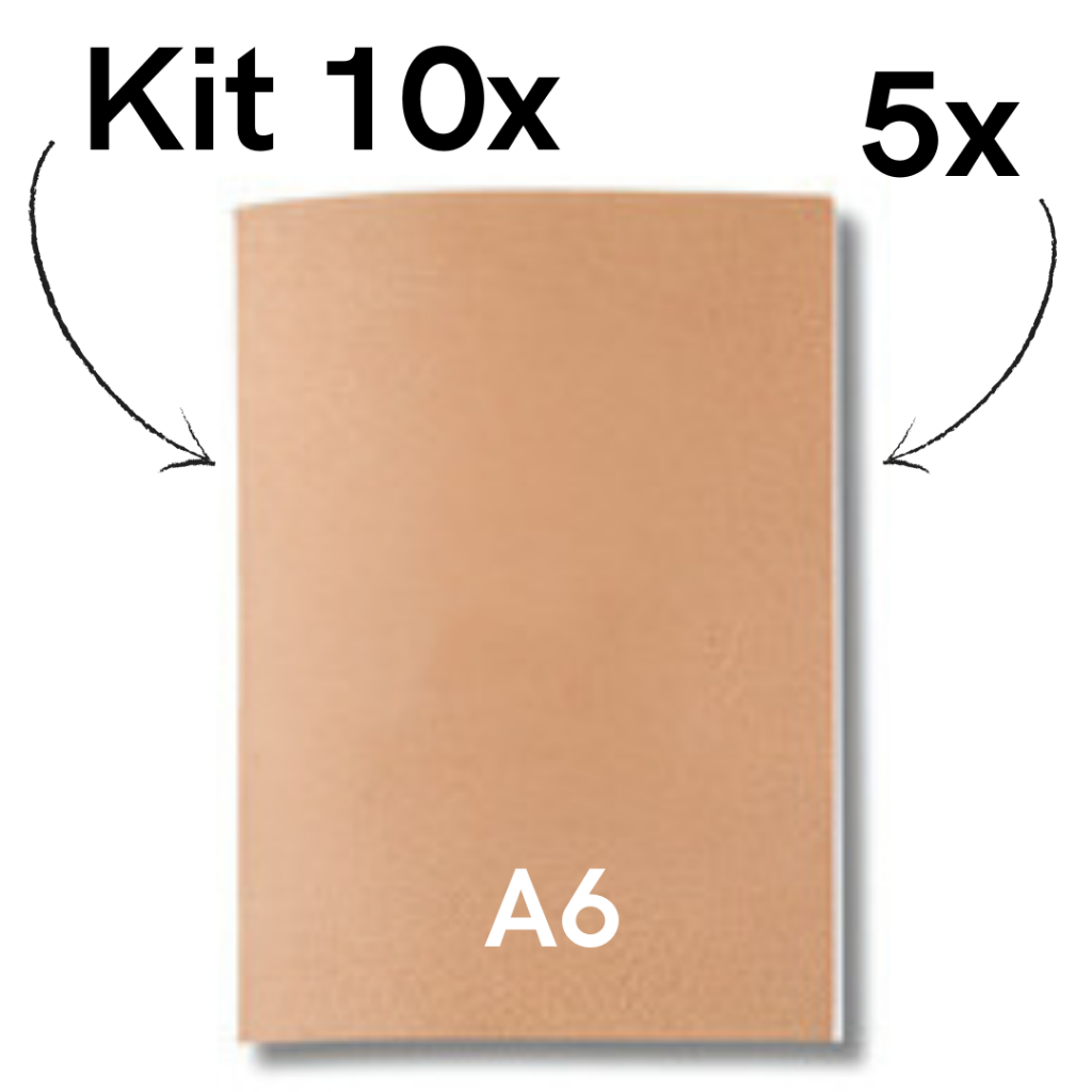 10 Caderneta Bloco Anotações A6 | Kraft craft Capa Flex | Papel Grosso