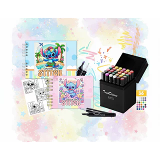 Livro de Colorir Stitch Estilo Bobbie Goods + Kit 36 Canetinhas – 50 Desenhos, Capa Dura,Anti-stress em Oferta na Shopee