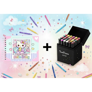 Bobbie Good Livro de Colorir Hello Kitty Edição Especial + Kit 36 Canetinhas | 50 Páginas A5 em Oferta na Shopee