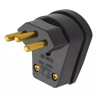 Kit Conector Plug Macho 20 Amperes Fame 90 Graus Preto - D3