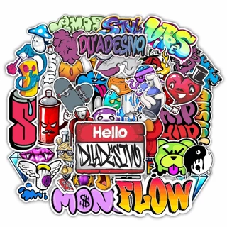 Kit Adesivos Estilo Rua Skate Graffiti Tag Bomb Hip Hop Rap Mega Cartela Du Adesivo + De 40uni