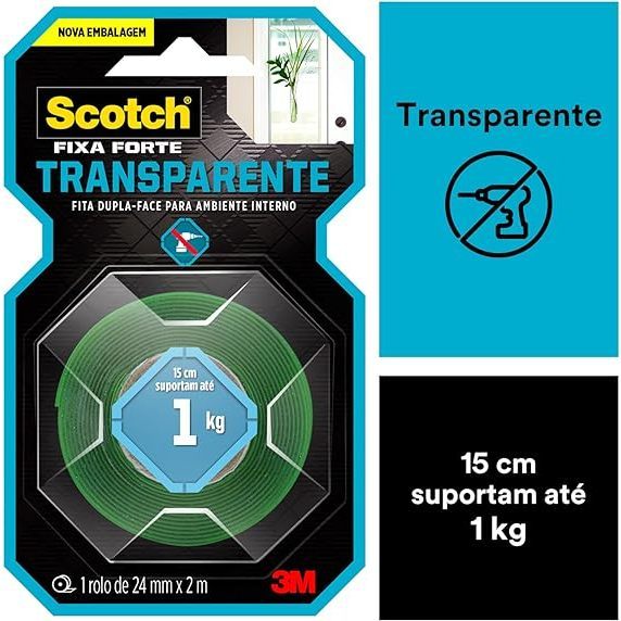 Fita Dupla Face 3M Original Extrema Fixa Forte 24mm X 2m Para Parede ...