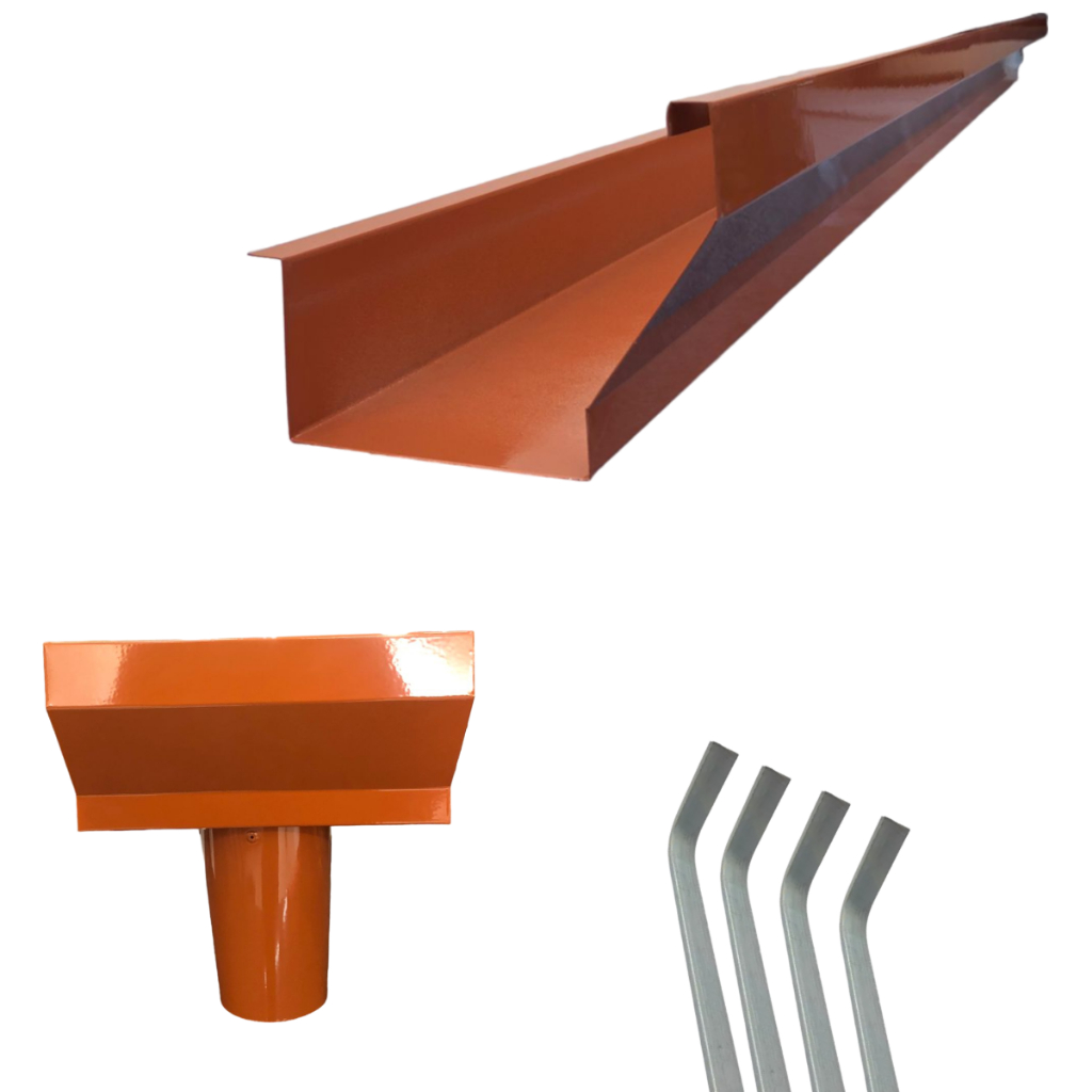 Kit Calha Beiral Galvanizado Laranja 2,85cm Com Bico, Suportes E Tampas ...