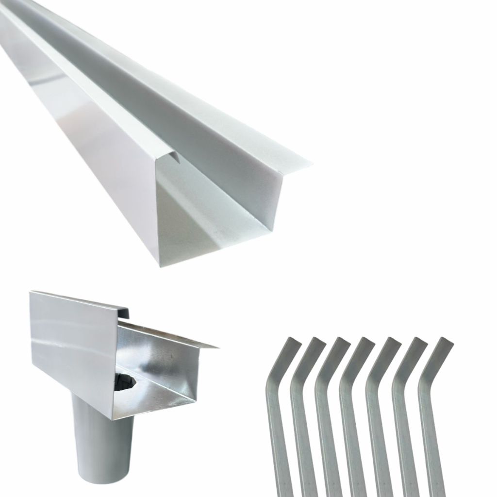 Kit Calha U Galvanizada Branca 0,95cm Com Bico, Suporte E Tampas ...