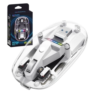 Mouse Sem Fio Recarregável translucido RGB Dual Modo Wireless 2.4g + Bluetooth MS-S350T EXBOM