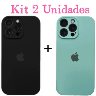 Kit 2 Case Capina Silicone Aveludada com proteção de câmera para iphone 13 13Pro 13Promax preto é Colorido