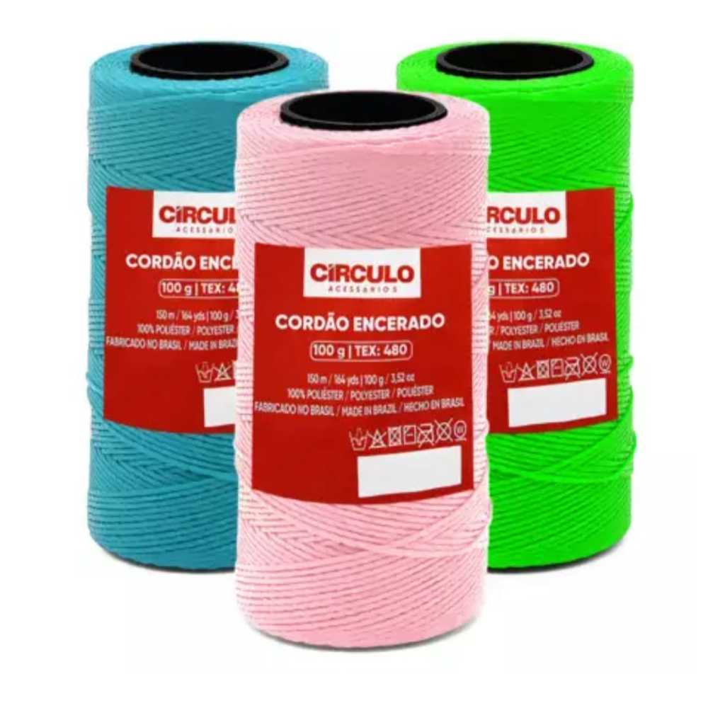 Cordão encerado da círculo - 100g - 150m - várias cores.