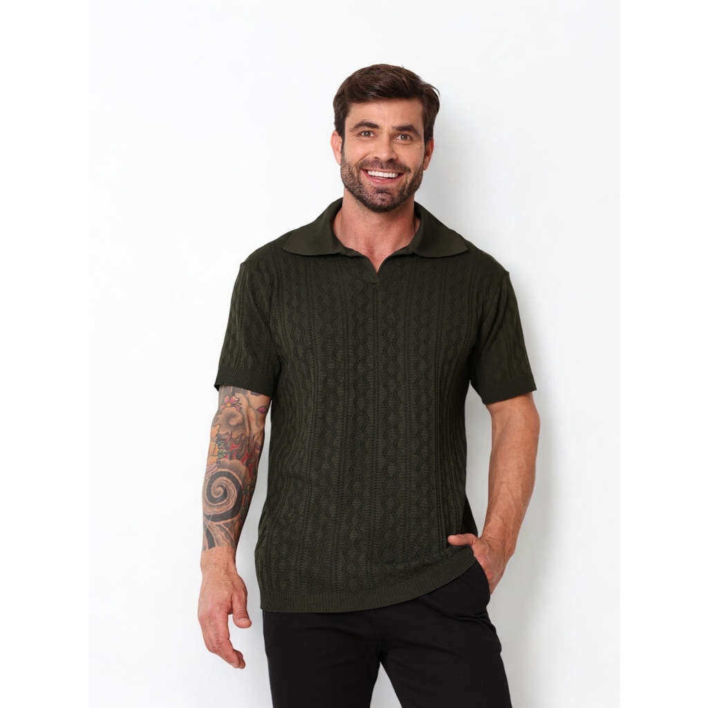 Camiseta Polo De Seda Masculino Camiseta manga curta High-End Mesh