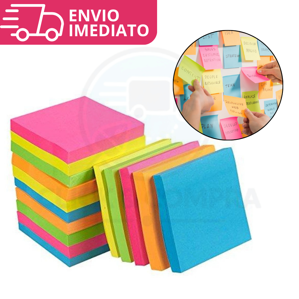 KIT 4 Bloco De Notas 76x76mm Post It Bloco Adesivo Para Anotações ...