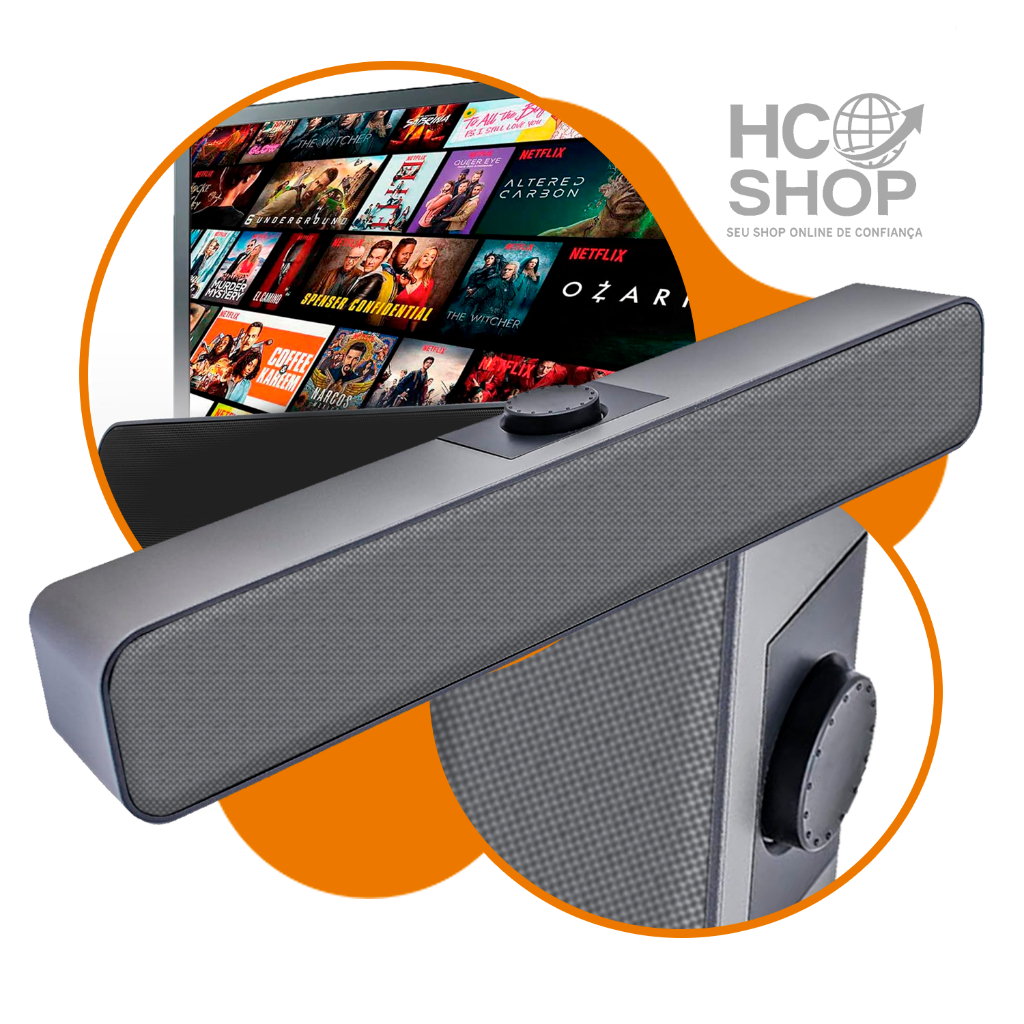 Mini Soundbar Caixa De Som Potente Smart Tv Video Game Pc Gamer Notebook P2 USB 6W