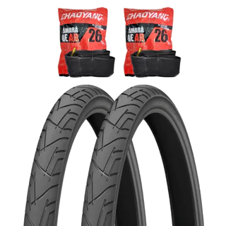 KIT PAR DE PNEU PRAIEIRO 26X1.95 + CAMARA 26 IMP SLICK Preto 50-559 ARO 26 Mountain Bike MTB