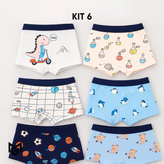 KIT 2, 4 ou 6 Cuecas Infantis Boxer 100% Algodão Toque Macio, Conforto e Estampas Divertidas em Oferta na Shopee