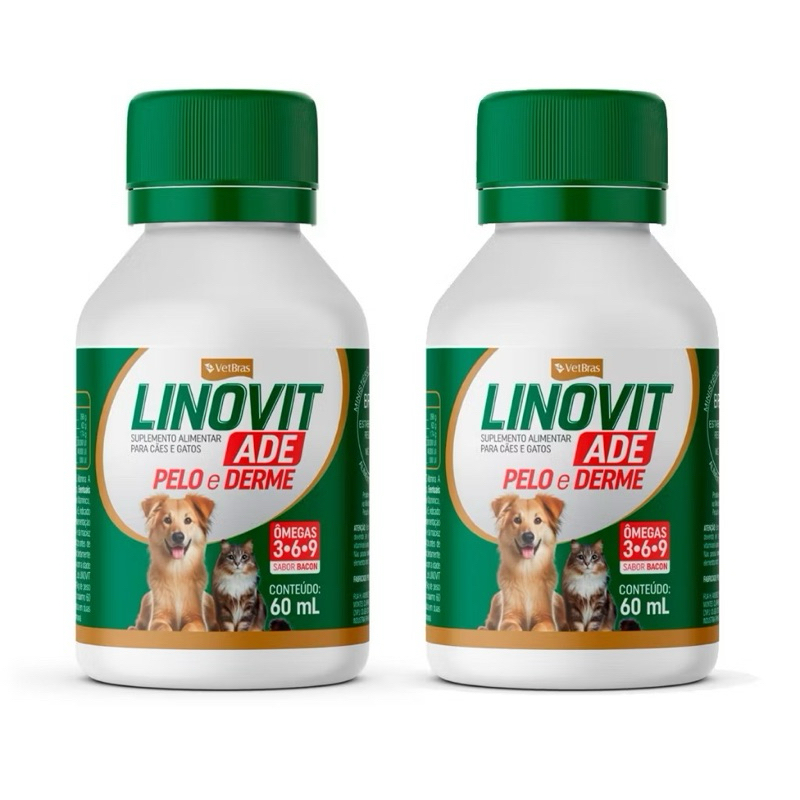 Kit C/ 2 Suplemento Vitaminico Linovit ADE Para Cães e Gatos Sabor ...