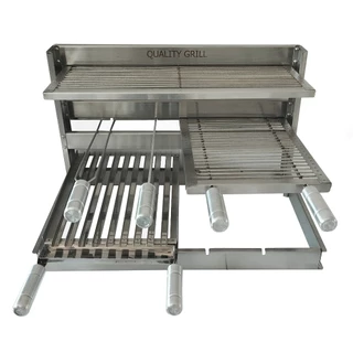 Grill Apartamento Suporte Flutuante Fundo Parrila com Grelhas e Espetos Diversos Tamanhos