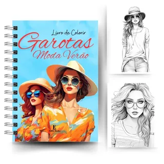 Livro de colorir adulto Desenhos Garotas Moda Verão Capa Dura  ou Flexível A5 Gramatura 120g 50 em Oferta na Shopee