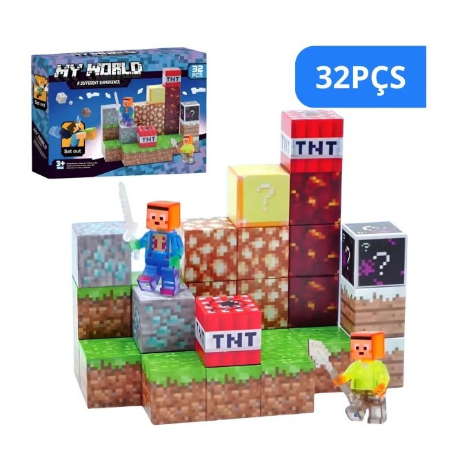 Bloco Magnetico Minecraft 32 peças | Shopee Brasil