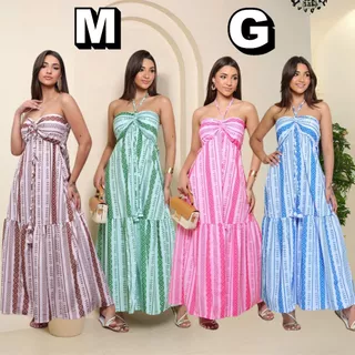 Vestido Feminino Longo Estampado Detalhe No Busto com Elastex na Costa Verão Festa Moda Gringa Tendencia verao em Oferta na Shopee