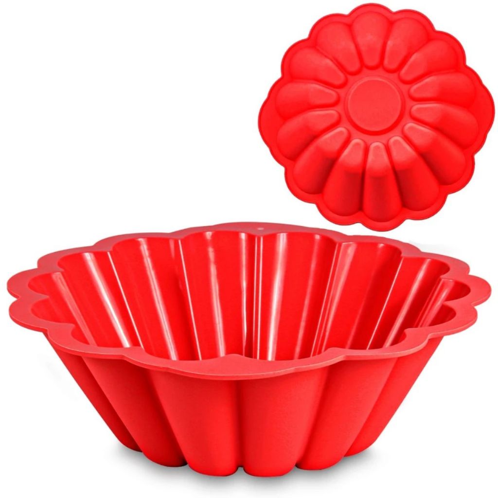 Forma De Silicone 24cm X 7,5cm Redonda Bolo Pudim Torta Forn