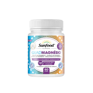 Quad Magnésio (óxido, citrato, malato e glicinato) 60 Cápsulas 1500mg Sem Sabor