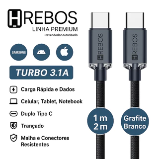 Cabo Tipo C Turbo 100w 3.1a Trançado iPhone 15 16 17 Galaxy Android 1m 2m notebook tablet