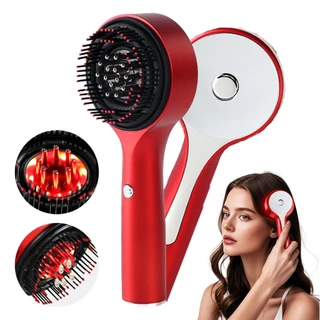 Escova Massageadora Capilar Óleo Luz Infravermelha Recarregável Crescimento do Cabelo