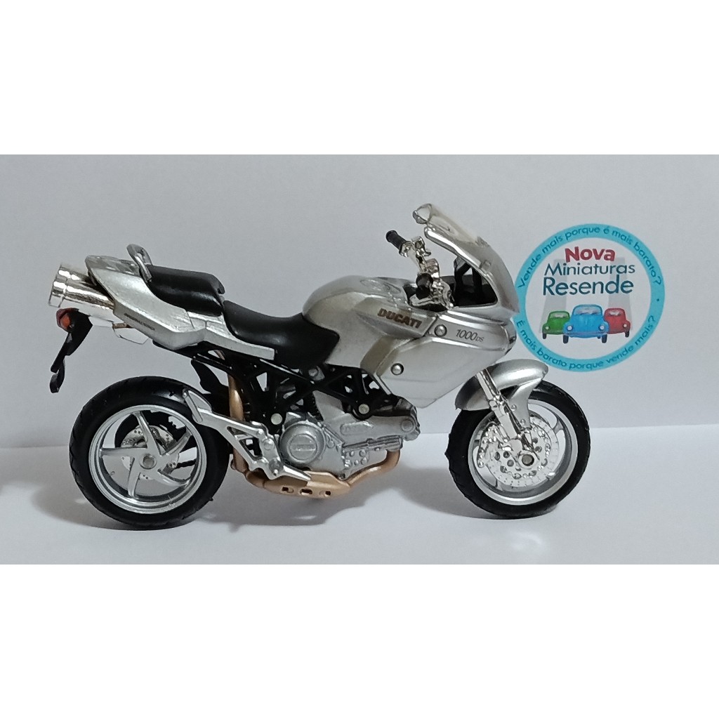 (40x20-14-1413a -SET5) Maisto Ducati Multistrada 1000 DS prata (Miniatura ORIGINAL Loose-MOTO).