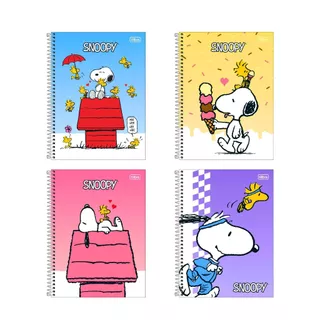 Caderno Universitário Espiral Capa Dura Snoopy 1 Matéria 80 Folhas Pautadas 20 x 27,5 cm - Tilibra
