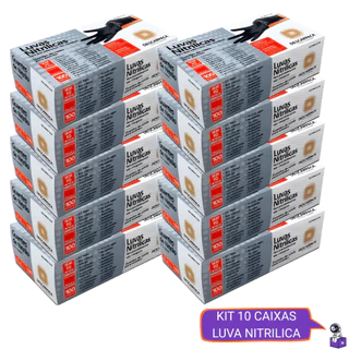 Kit 10 Luva Nitrilica Preta Sem Pó Descartável (500 ou 1000 Unidades) Uso Doméstico e Profissional em Oferta na Shopee