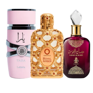 Kit 3 perfumes árabes femininos 100ml embalagem de vidro lacrado
