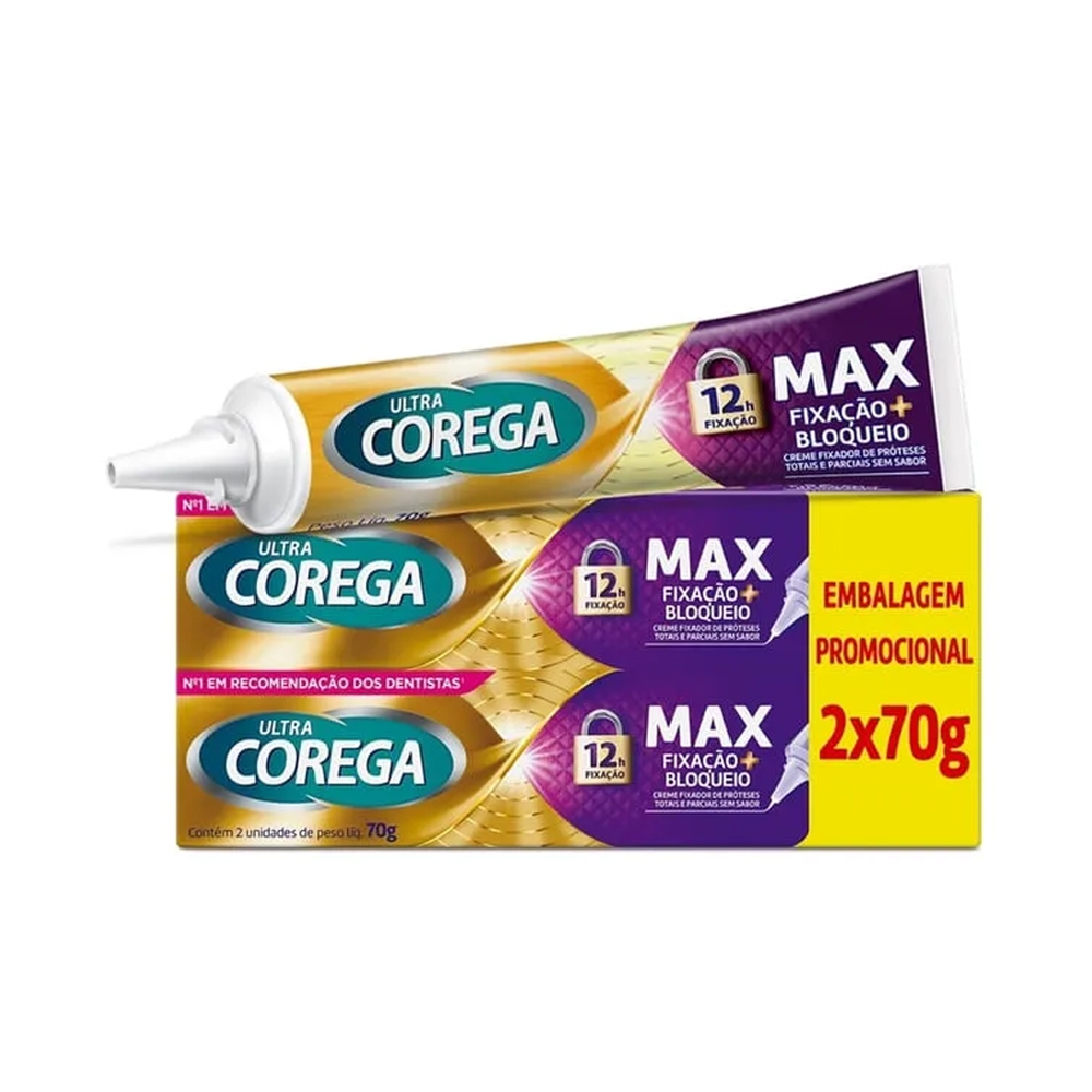 Kit Corega Ultra Max Creme sem Sabor com 2 Unidades de 70g Cada ...