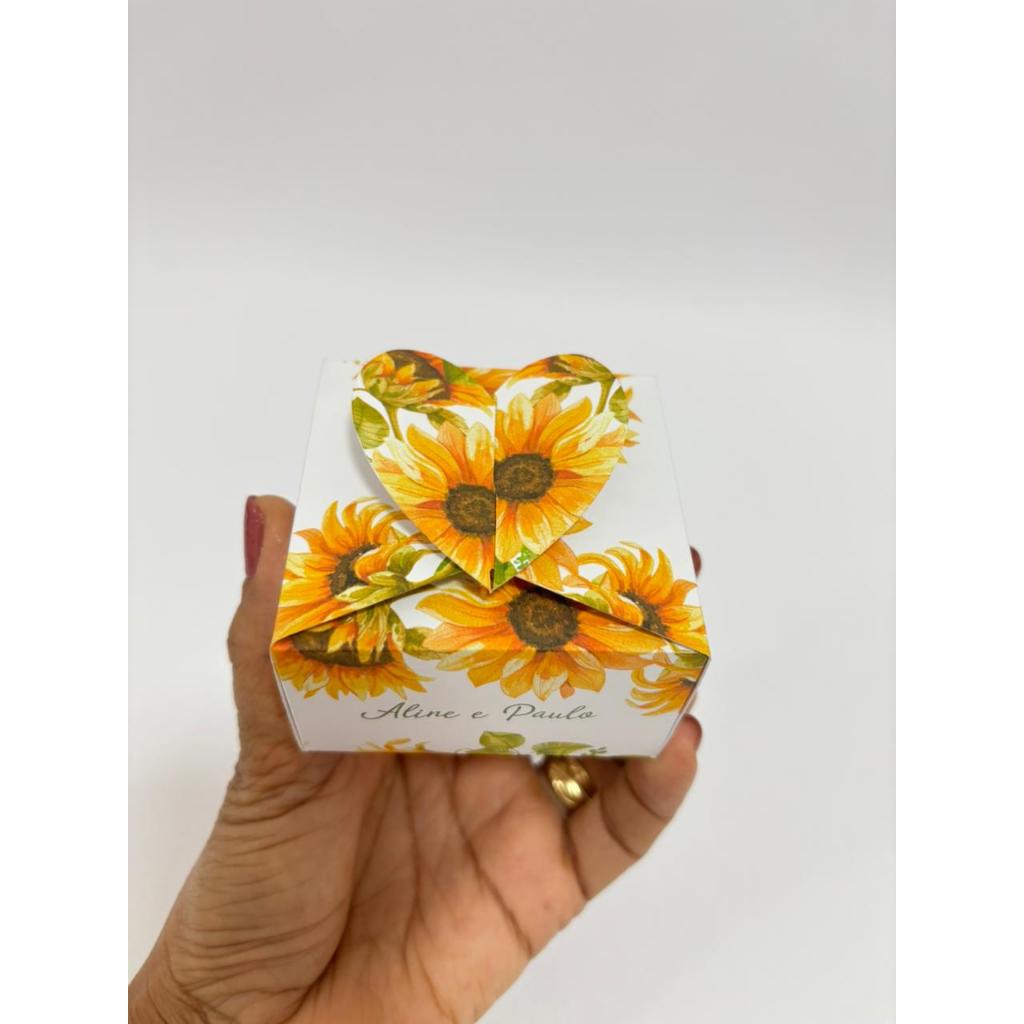 Caixa para Bem-casado Brownie Bombom 7x7x4 - Girassol