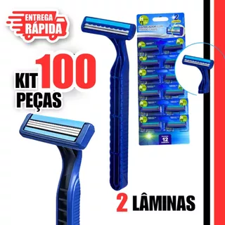 KIT 100 Prestobarba Aparelho de Barbear 2 Lâmina Com Fita Lubrificante Barbeado Descartável PROMOÇÃO