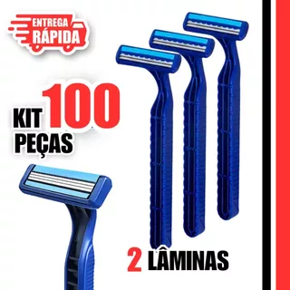 KIT 100 Prestobarba Aparelho de Barbear 2 Lâmina C/ Fita Lubrificante Barbeado Descartável PROMOÇÃO