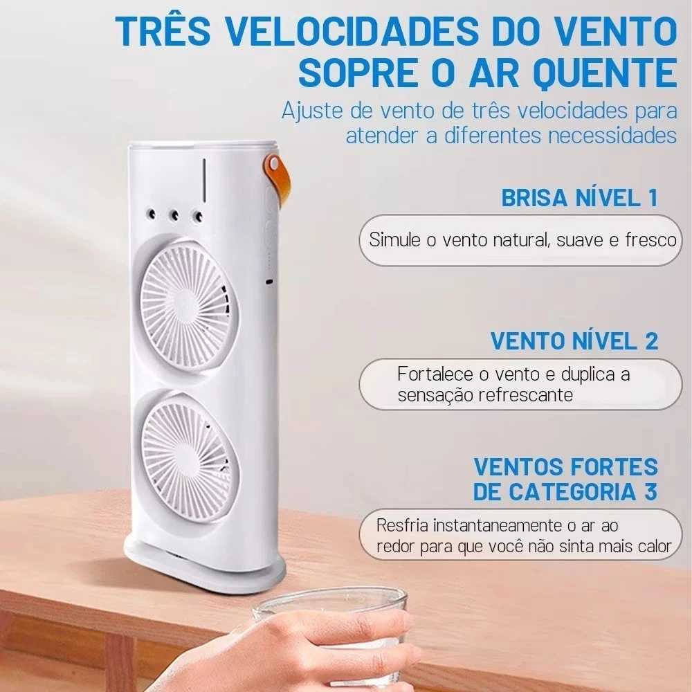 Mini Fridge De Ar Ventilador Umidificador Dupla Giratório rgb Climatizador Ar C Reservatório C Controle