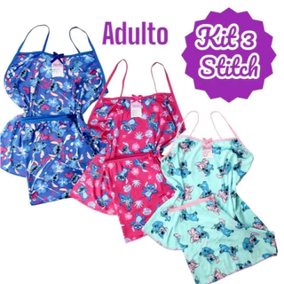KIT 3 BABY DOLL ADULTO PERSONAGEM CORES SORTIDAS em Oferta na Shopee
