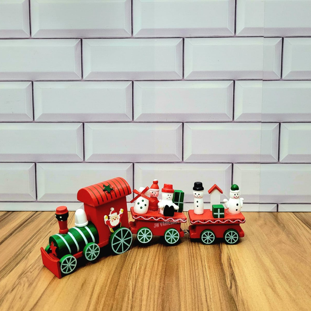 Trenzinho Papai Noel Madeira 24cm Enfeite Decoração Natal | Shopee Brasil