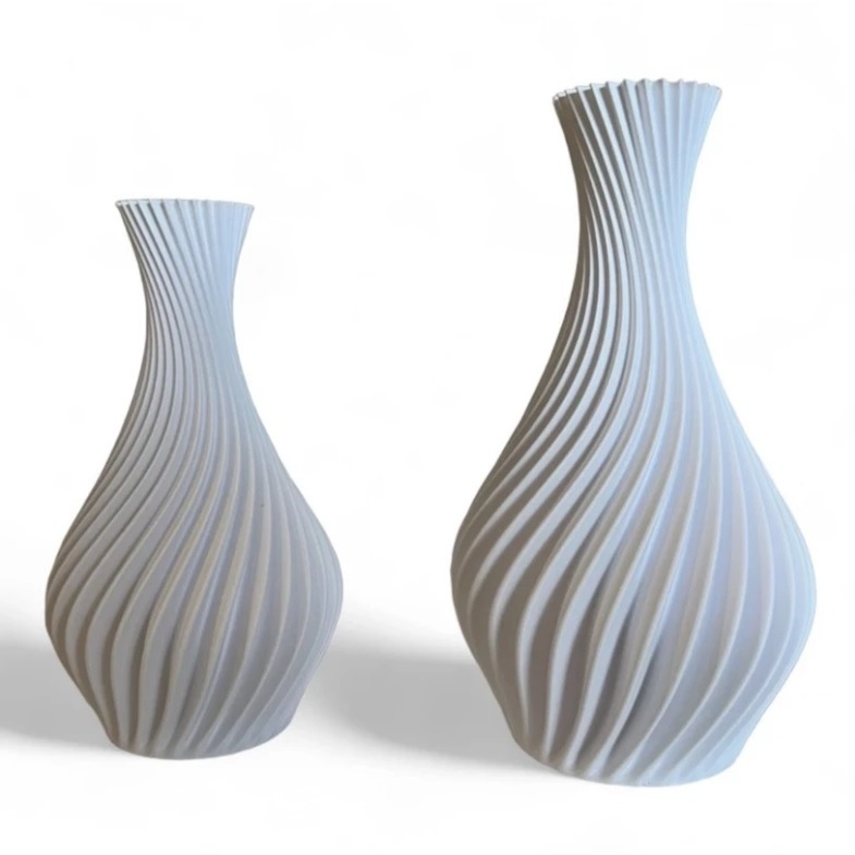 Kit 2 Vasos Decorativos em Espiral Impressão 3D