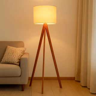 Abajur De Chão Tripé *1,50 Cm Completo Com Cúpula E Fiação Luminária De Piso Para Sala, Quarto.