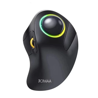 Mouse Trackball JOMAA 44 mm Tri-Mode (BT + 2.4G) RGB, Recarregável, 800-4800 DPI – Ergonômico