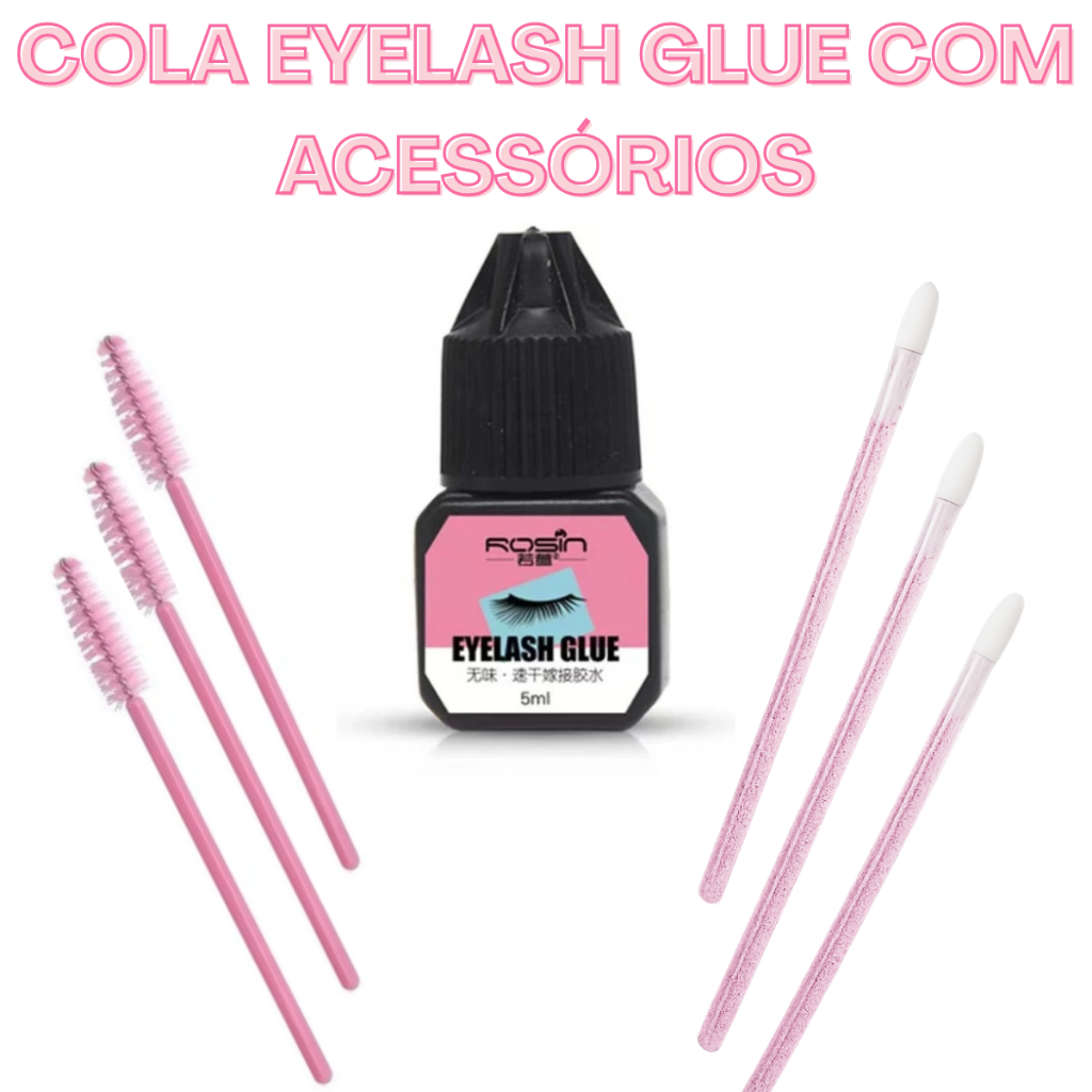Kit Extensão de Cilios ( Cola Rosin *NÃO ARDE* + 3 Escovinhas + 3 ...