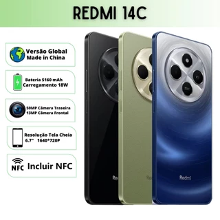 Xiaomi Redmi 14C 8GB 256GB Dual NFC SIM 4G Tela 6.88" 90Hz Câmera 50MP Bateria 5160mAh Global
