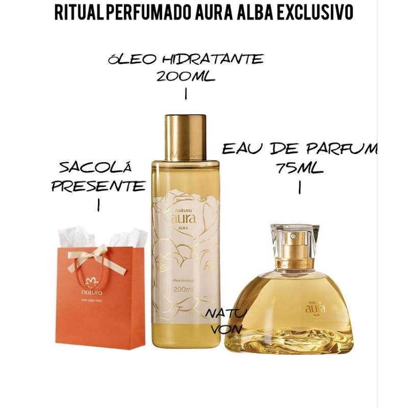 Kit Presente Natura Aura Alba Perfume + Óleo Hidratante Perfumado