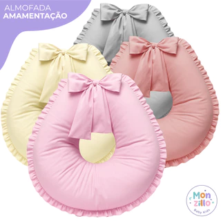 Almofada de Amamentação com Babado e Laço Extra Grande Algodão ziper e refil Diversas Cores Unissex em Oferta na Shopee