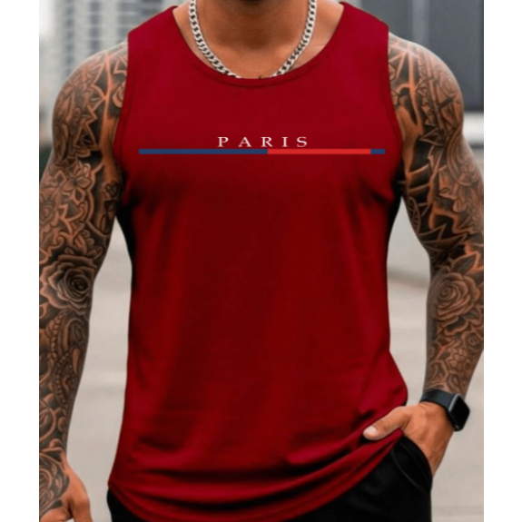 Regata Machão Masculina Paris France 100% Algodão Corte Reto Confortável