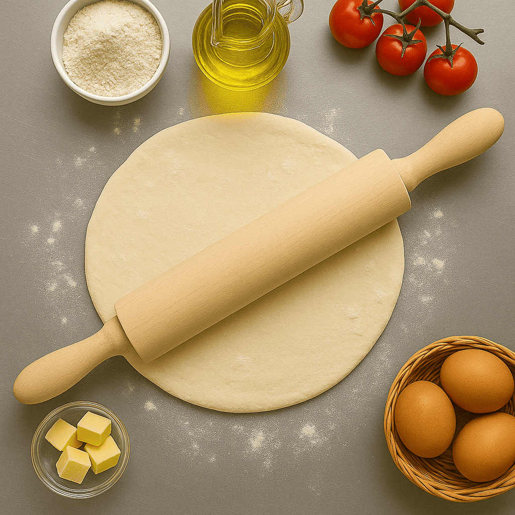 Rolo Para Massas 37cm Pão Pizza Macarrão Amassador de Madeir