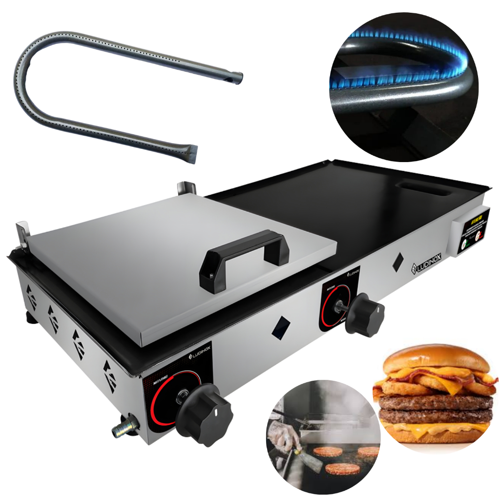 Chapa De Lanche Profissional 30x70 Industrial Inox A Gás