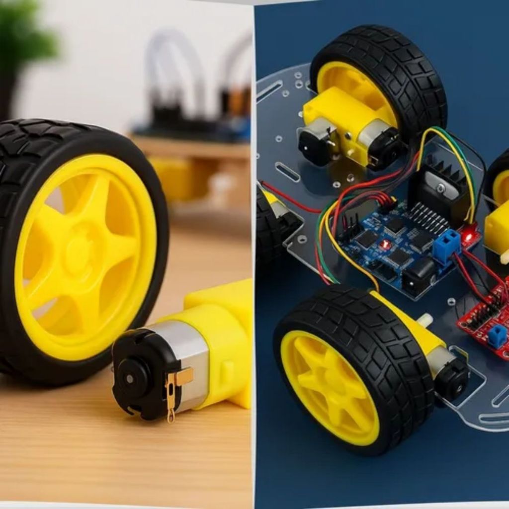 Kit 4 Rodas com Motores DC 3-6V p/ Robótica, Arduino, Carrinho ...