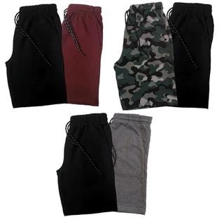 Kit 2 Bermudas Masculina Treino Moletom Estampada Listrada Lisa Dia Dia Casual Barata Academia